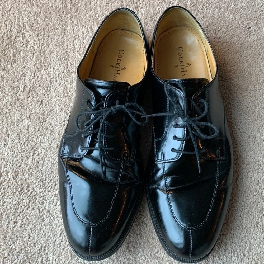 Cole Haan Men's Black Leather Split Toe Oxford Shoes